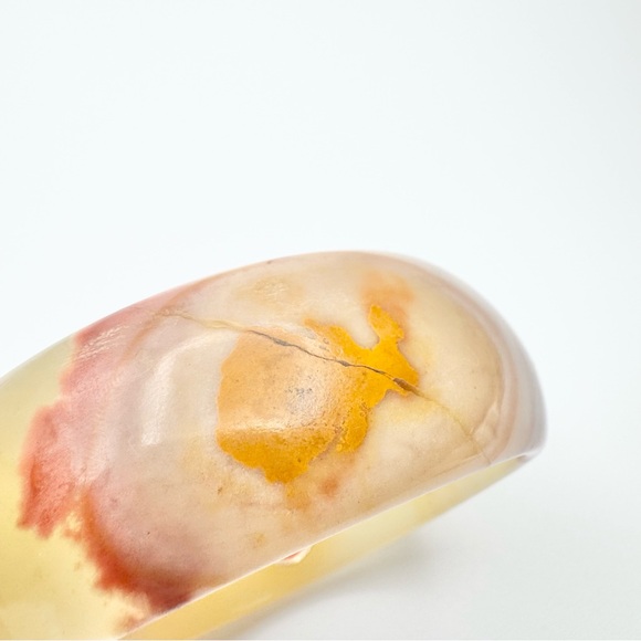 Vintage Mexico Natural Agate Quartz Mixed Color Bangle Bracelet Stamped - Picture 10 of 13